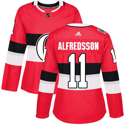 Adidas Senators #11 Daniel Alfredsson Red Authentic 100 Classic Women's Stitched NHL Jersey